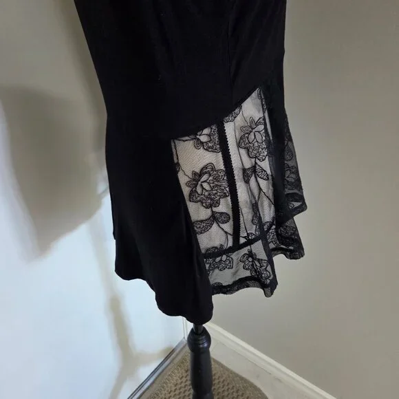 Frenchi Black Tank Top Juniors Medium Sleeveless Lace Peplum Dressy Womens - Picture 8 of 9